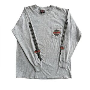 VTG Y2K Harley Chrome Tail Pipes Long Sleeve Santa Fe LARGE